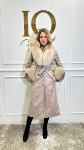 Pardesiu piele Antheea Beige